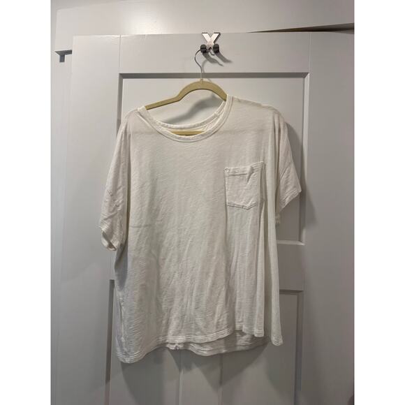 banana republic cozy slub tee  white with pocket XL - Picture 2 of 5